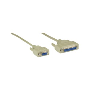 Kabel null modem DB9 żeński / DB25 żeński szary 2m