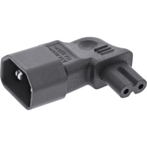 Adapter zasilacza IEC 60320 C14 / C7, kątowy lewy/prawy, 3pin na 2pin