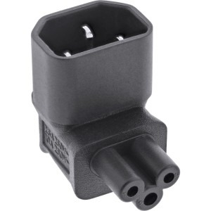 Adapter zasilacza IEC 60320 C14 / C5, kątowy góra/dół, 3-pinowe urządzenie IEC