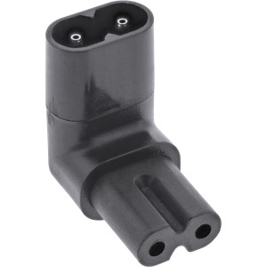 Zasilacz sieciowy IEC 60320 C8 / C7, kątowy góra/dół, 2-pinowy