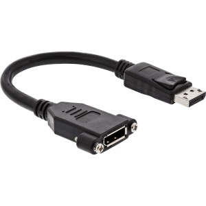DisplayPort męski na żeński z kablem kołnierzowym 0,2 m, czarny