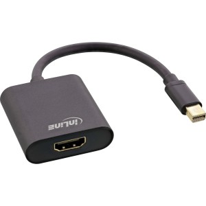 Adapter Mini DisplayPort HDMI Aluminiowy z dźwiękiem, 4K/60 Hz, czarny, 0,15 m