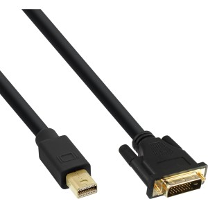 Kabel Mini DisplayPort męski na DVI-D 24+1 męski, czarny/złoty, 2m