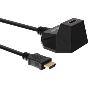 Stacja HDMI, kabel HS HDMI z Ethernetem, M/F, czarny, złote styki, 1m