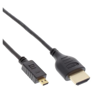 Kabel HDMI High Speed ​​z Ethernetem, AM/DM, super cienki, czarno-złoty, 0,5 m