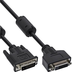 Kabel DVI-D 24+1 M/F, Dual Link, 2 rdzenie ferrytowe, 5m