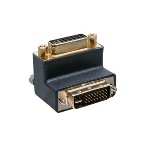 Adapter DVI-I kątowy 90° cyfrowy + analogowy 24+5 męski/żeński, czarny