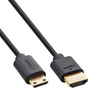 Smukły kabel HDMI Ultra High Speed ​​AM/CM, pozłacany 8K4K, czarny, 0,3 m