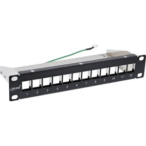 Pusty panel krosowy 10" 12-kierunkowy, do modułów Keystone, 1U, czarny