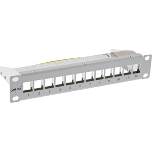 Pusty panel krosowy 10" 12-kierunkowy, do modułów Keystone, 1U, szary