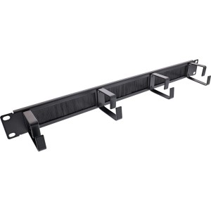 Płyty przepustowe kablowe 19" z wkładką szczotkową i 4 wspornikami, 1U, RAL 9005