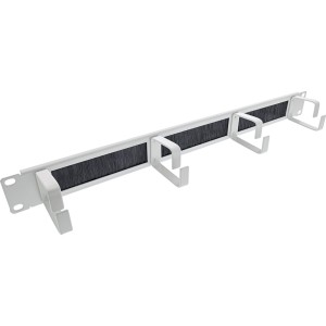 Płyty przepustowe kablowe 19" z wkładką szczotkową i 4 wspornikami, 1U, RAL 7035