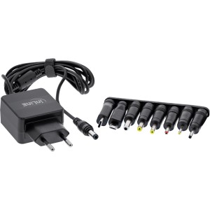 Zasilacz uniwersalny, 5V / 15W, z 8 wyj. wtyczki, Micro-USB, USB-C