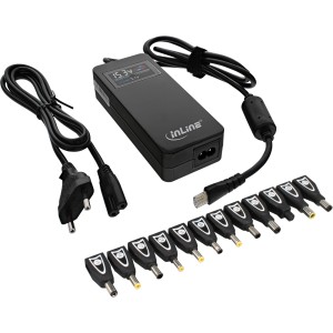 Uniwersalny adapter do notebooka, kolorowy wyświetlacz, czarny, 12 opcji wtyczek