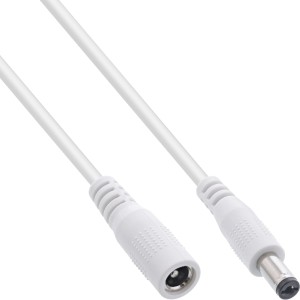 Przedłużacz DC, wtyk/gniazdo DC 5,5x2,1mm, biały, 2m