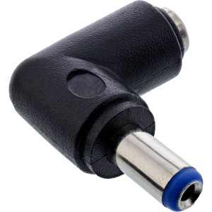 Adapter DC, wtyk DC 5,5 x 2,1 mm, męski/żeński, kątowy