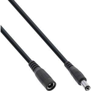 Przedłużacz DC, DC męski/żeński 5,5x2,1mm, AWG 18, czarny 1m