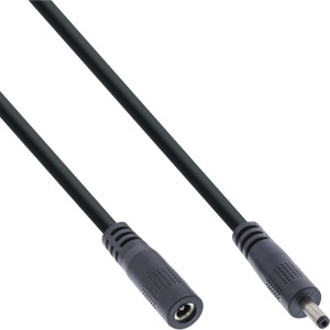 Przedłużacz DC, DC męski/żeński 3,5x1,35mm, AWG 18, czarny 1m