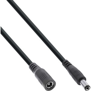 Przedłużacz DC, DC męski/żeński 5,5x2,5mm, AWG 18, czarny 2m