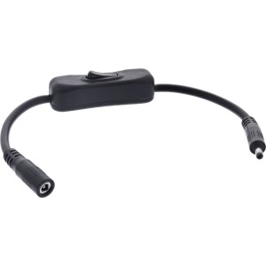 Kabel DC z przełącznikiem, DC męski/żeński 4,0x1,7mm, AWG 18, czarny, 0,20m