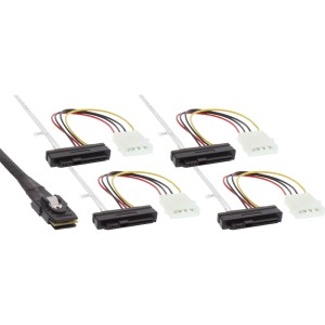 Kabina SAS, Mini SAS SFF-8087/4x SAS SFF-8482+zasilanie, dysk twardy SAS do Con. 0,75 m