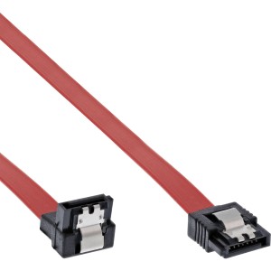 Kabel SATA do łączy 150 / 300 / 600 S-ATA kątowy z zatrzaskami 90° 0,7 m