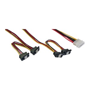 Wewnętrzny kabel zasilający typu Y, 1x Molex / 4x SATA, kątowy z zatrzaskami 0,40+0,55 m