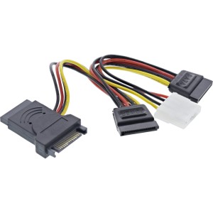 Kabel adaptera zasilania SATA męski na żeński do 2x SATA + 4-pinowe złącze zasilania Molex