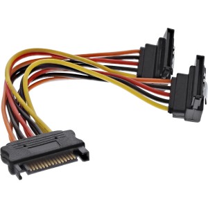 Kabel zasilający SATA Y SATA żeński / 2x SATA męski z zatrzaskami 0,15 m