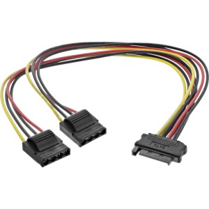 Kabel zasilający SATA Y, 1 IN, dwa OUT, 0,03 m