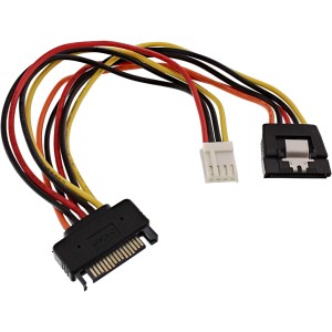 Kabel zasilacza SATA żeński/męski + złącze zasilania dyskietki 0,15 m