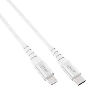 Kabel USB-C Lightning, do iPada, iPhone'a, iPoda, srebrny/aluminiowy, 1m