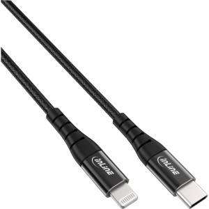 Kabel USB-C Lightning, do iPada, iPhone'a, iPoda, czarny/aluminium, 1m MFi