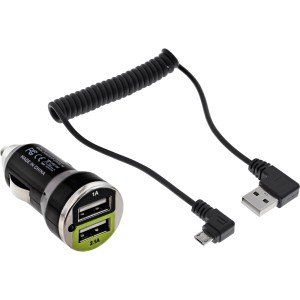 Zestaw do ładowania USB DUAL+ KFZ, zasilacz z kablem spiralnym o długości 1m