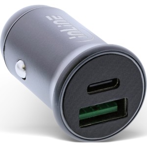 Zasilacz ładowarki samochodowej USB PD, USB-A + USB-C, maks. 60W, kolor szary