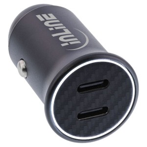 Zasilacz samochodowy USB, 2x USB-C, czarny, max. 33 W