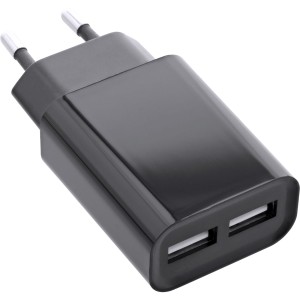 Zasilacz USB DUO, 2 porty 100-240VAC na 5V / 2,1A czarny