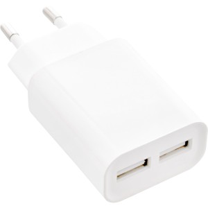 Zasilacz USB DUO, 2 porty 100-240VAC do 5V / 2.1A biały