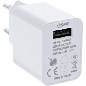 Zasilacz USB pojedynczy, 100-240 V do 5 V/2,5 A, biały