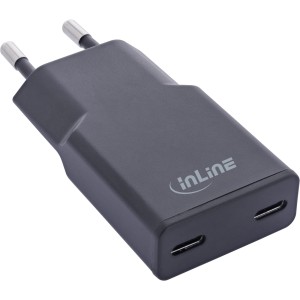 Ładowarka sieciowa USB Dual USB-C, PD, PPS, 30W, czarna