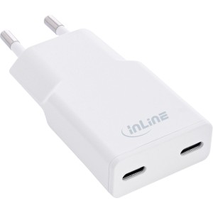 Ładowarka sieciowa USB Dual USB-C, PD, PPS, 30W, kolor biały