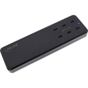 Zasilacz wieloportowy, ładowarka, 6x USB-C, PD 3.0, GaN, kolor czarny