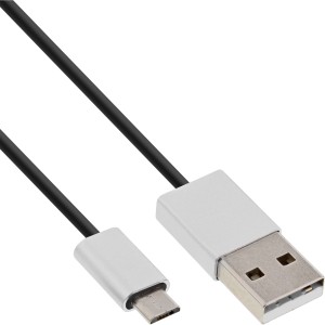 Kabel micro-USB 2.0, USB typ A / Micro B M/M, czarny/alu, elastyczny, 1m