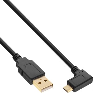 Kabel Micro USB 2.0 USB Typ A męski / Micro-B męski, kątowy, czarny, 1,5 m