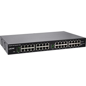 Gigabitowy koncentrator z wtryskiwaczami PoE+, 16 portów PoE+, 19"1U, wsporniki w zestawie, 2 wentylatory