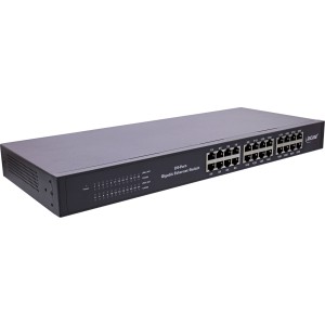 Gigabitowy przełącznik sieciowy 24-portowy, 1Gb/s, 48,26cm (19"), 1U, metalowy, bez wentylatora