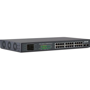 Gigabitowy przełącznik sieciowy PoE+ 24 porty, 1 Gb/s, 2xSFP, 19"1U (w zestawie wsporniki)