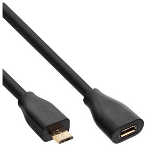 Przedłużacz Micro-USB 2.0, Micro-B M/F, czarno-złoty, 5m