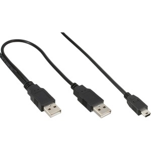 Kabel USB Mini-Y 2x męski typ A / męski Mini-B, 5pin, 1m