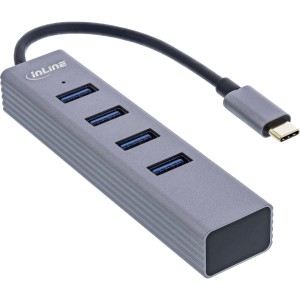 Koncentrator wielofunkcyjny USB-C 3.2 (4x USB-A 5Gb/s), OTG, obudowa aluminiowa